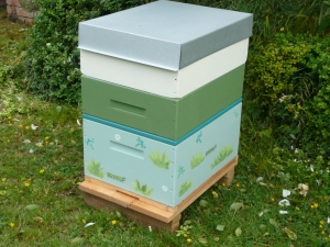 A custom painted brood box